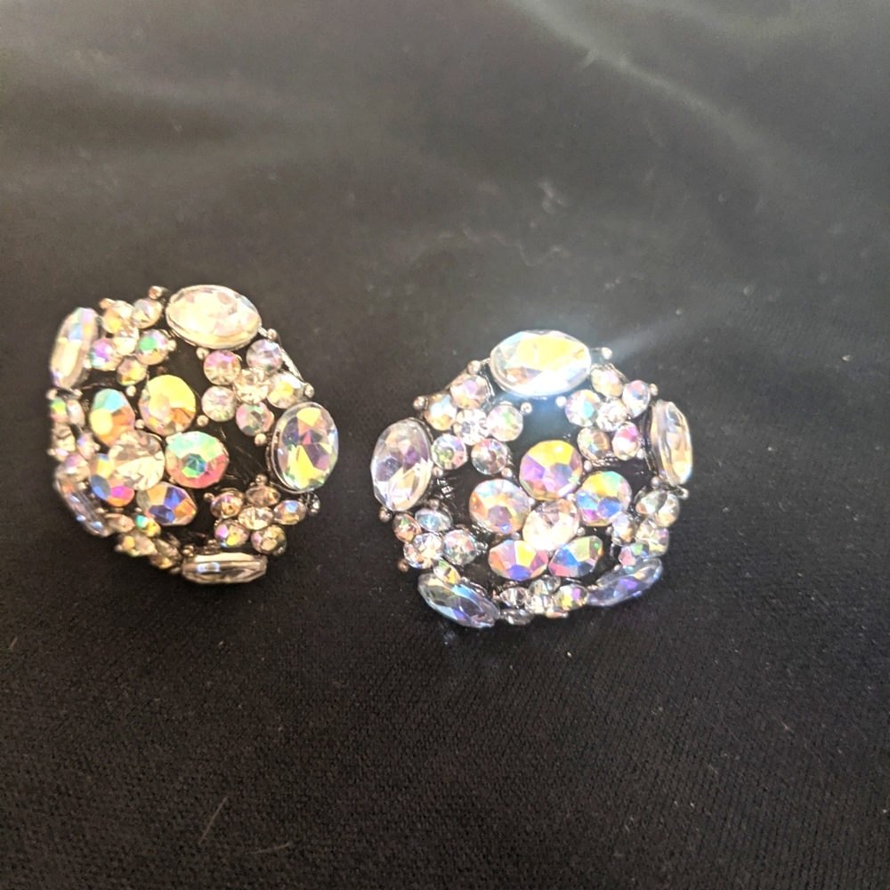 Faceted Rhinestone Clip-on Earrings